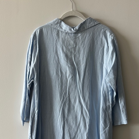 Light Blue Button-Front Ruffle-Hem Mini Dress - Picture 7 of 9